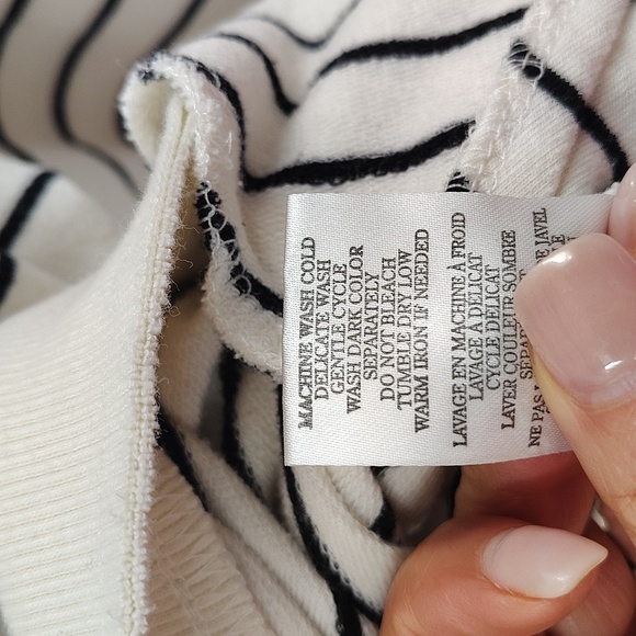 Z Supply Pullover Sweatshirt Hooded Cream With Black Stripe Size Large - Picture 8 of 10